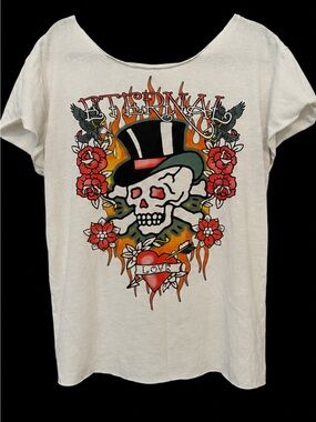 Eternal Skull Graphic Tee - White with Red & Black Artwork